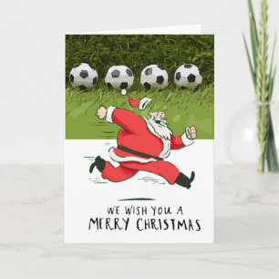Soccer Christmas with Santa Claus playing ball  Card