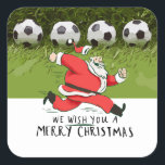 Soccer Christmas with Santa Claus playing ball  Square Sticker<br><div class="desc">Soccer Christmas with Santa Claus playing ball Square Sticker
Gifts for Coach,  Instructor,  teacher,  friends,  mum,  dad,  girlfriend/boyfriend,  co-worker,  hostess,  neighbour,  him/her,  couples,  grandparents,  boss,  kids,  best friend,  family,  in-laws,  squad,  team, </div>