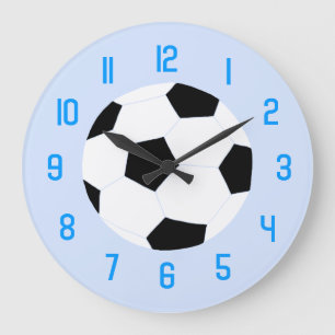 Soccer Clock: Blue Soccer Ball Large Clock