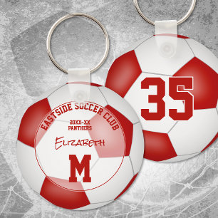 soccer club gifts girls boys name red team colours key ring