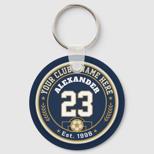 Soccer Club Name With Player Number Custom Key Ring (Front)