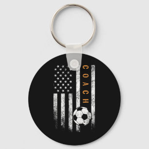 Soccer Coach American Flag Design Soccer Trainer C Key Ring