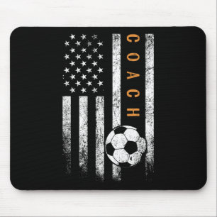 Soccer Coach American Flag Design Soccer Trainer C Mouse Pad