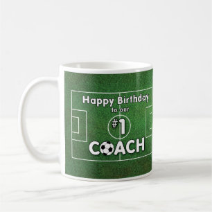 Soccer Coach Birthday with Grass Field and Ball Gi Coffee Mug