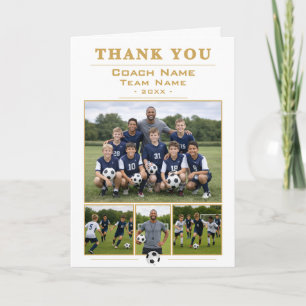 Soccer Coach Collage Team 4 Photo Thank you Card