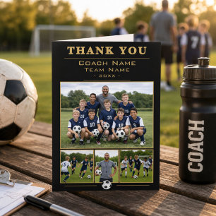 Soccer Coach Collage Team 4 Photo Thank you Card