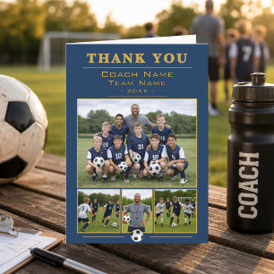 Soccer Coach Collage Team 4 Photo Thank you Card