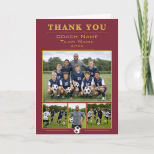 Soccer Coach Collage Team 4 Photo Thank you Card