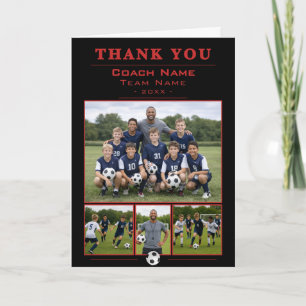 Soccer Coach Collage Team 4 Photo Thank you Card