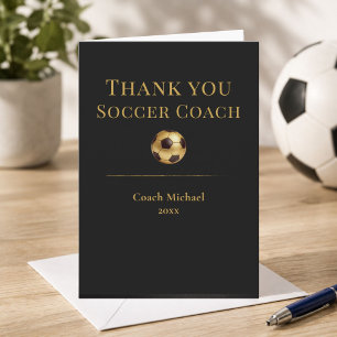 Soccer Coach Elegant Black Gold Team Appreciation Thank You Card