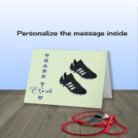 Soccer coach modern sports thank you card