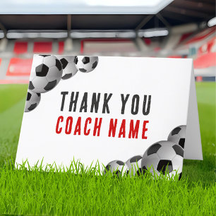 Soccer Coach Name Thank You Card