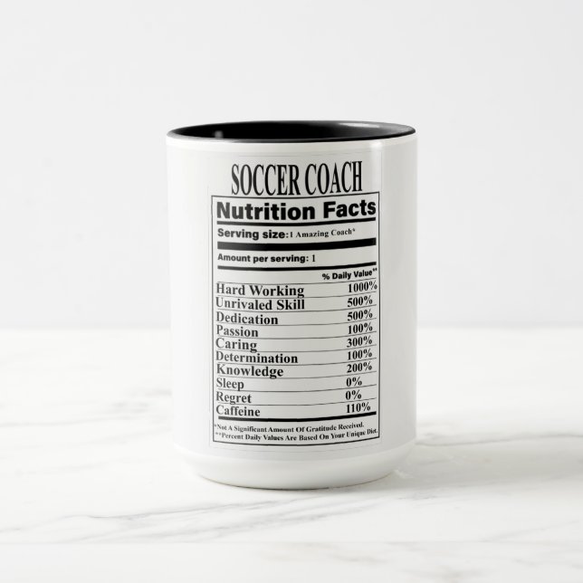 Soccer Coach Nutrition Facts Mug (Center)