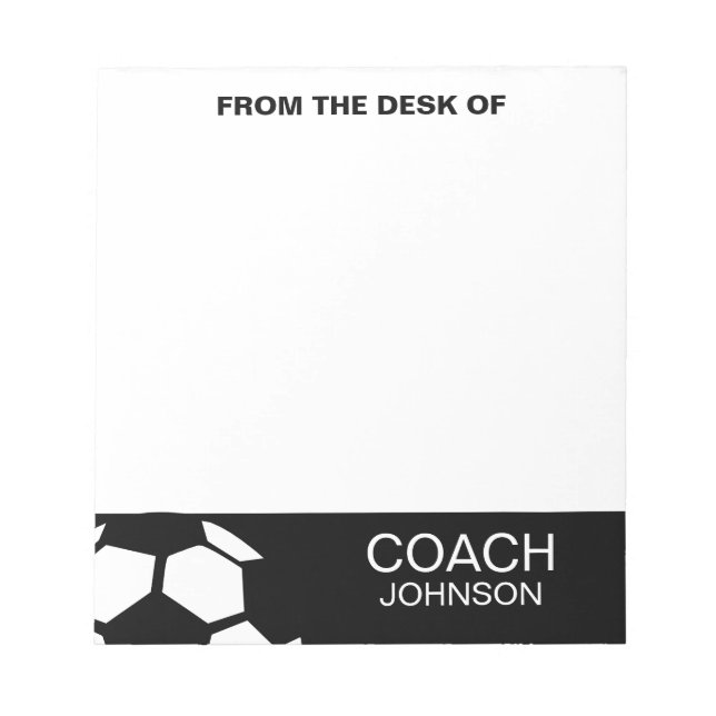 Soccer Coach Personalised Trendy Modern Stylish Notepad (Front)