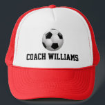 Soccer Coach Personalised Trucker Hat<br><div class="desc">For the soccer coach,  player or fan,  this hat may be personalised with your coach's name or other name as you like by replacing the sample text shown in the design template.</div>