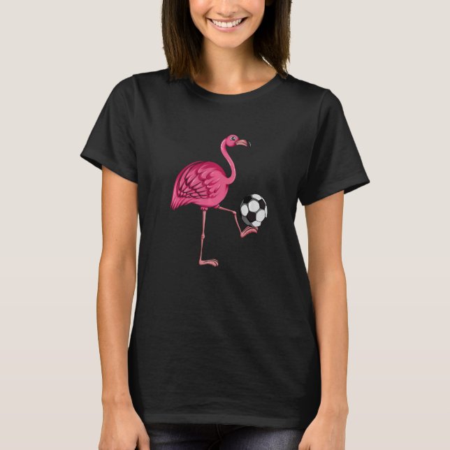 Soccer Coach Soccer Player Pink Flamingo Soccer T-Shirt (Front)
