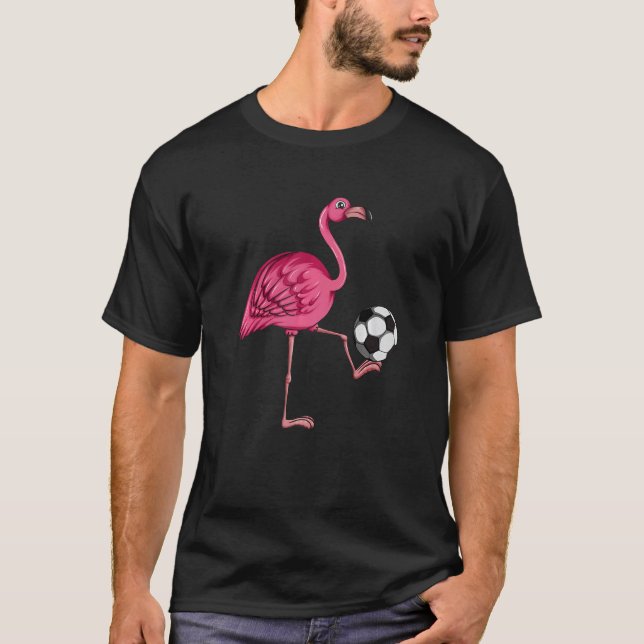 Soccer Coach Soccer Player Pink Flamingo Soccer T-Shirt (Front)