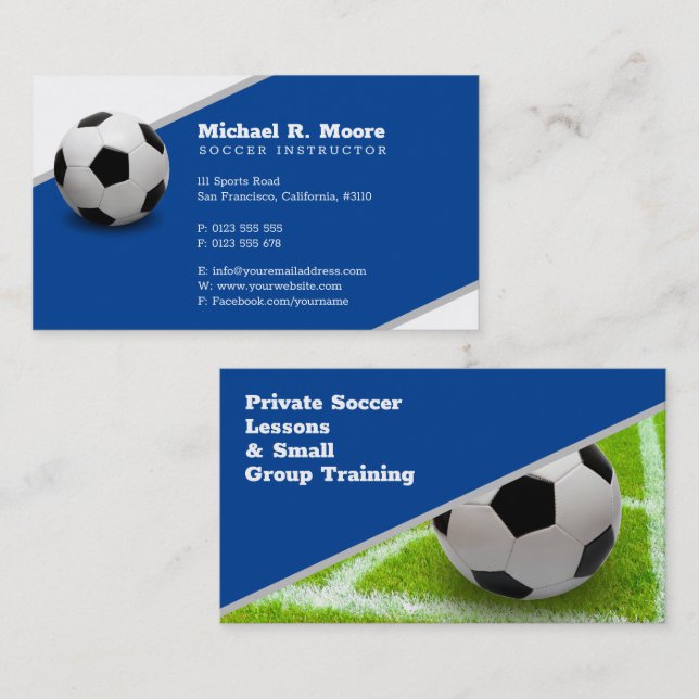 Soccer Coach | Sports Gifts Deep Blue Business Card (Front/Back)