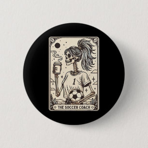 Soccer Coach Tarot Card Halloween Skeleton Soccer 6 Cm Round Badge