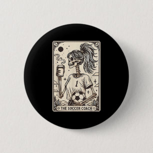 Soccer Coach Tarot Card Halloween Skeleton Soccer 6 Cm Round Badge