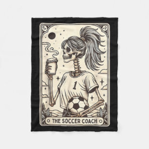Soccer Coach Tarot Card Halloween Skeleton Soccer Fleece Blanket