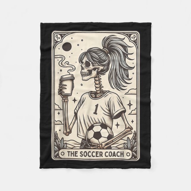 Soccer Coach Tarot Card Halloween Skeleton Soccer  Fleece Blanket (Front)
