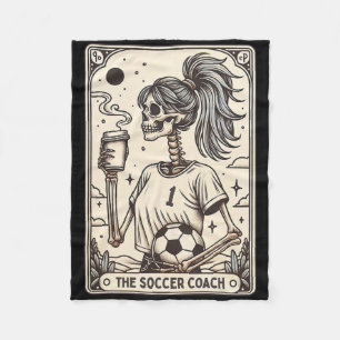 Soccer Coach Tarot Card Halloween Skeleton Soccer Fleece Blanket