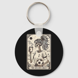 Soccer Coach Tarot Card Halloween Skeleton Soccer  Key Ring