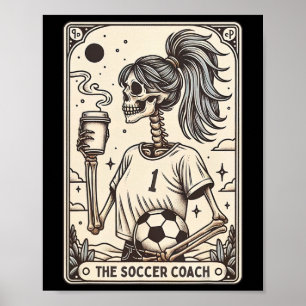 Soccer Coach Tarot Card Halloween Skeleton Soccer Poster