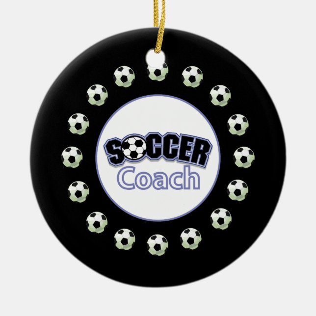 Soccer Coach Thank You, Balls Ceramic Ornament (Front)
