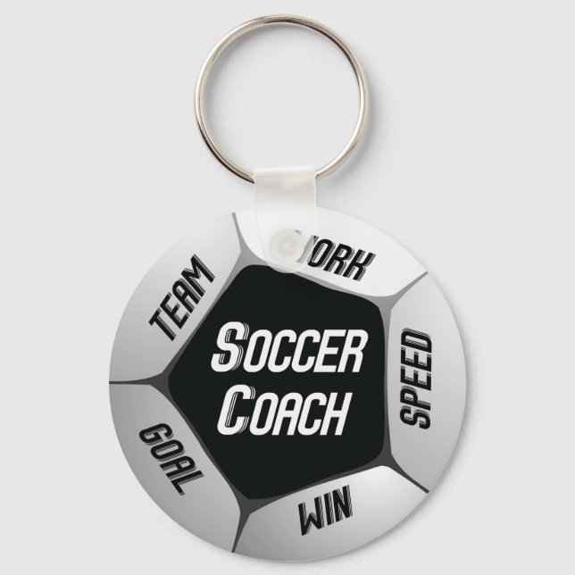 Soccer Coach Thanks Large Ball Key Ring (Front)