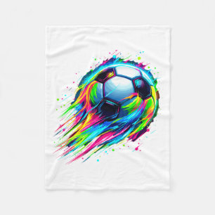 Soccer Colorful Tie Dye Soccer Ball T Shirt  Fleece Blanket