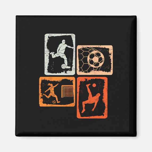 Soccer Coloured Retro  Magnet (Front)