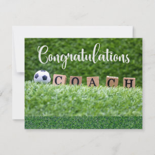 Soccer Congratulations card for Coach with ball