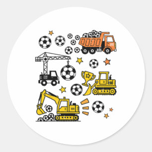 Soccer Construction Trucks Lover Game Day Brother Classic Round Sticker