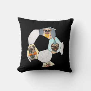 Soccer Cool Dog Pug Life Pug Birthday Cute Pug Cushion