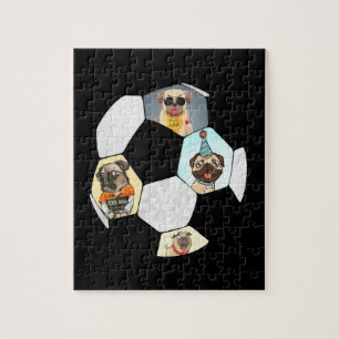 Soccer Cool Dog Pug Life Pug Birthday Cute Pug Jigsaw Puzzle