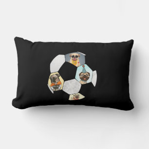 Soccer Cool Dog Pug Life Pug Birthday Cute Pug Lumbar Cushion