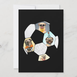 Soccer Cool Dog Pug Life Pug Birthday Cute Pug Thank You Card