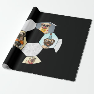 Soccer Cool Dog Pug Life Pug Birthday Cute Pug Wrapping Paper