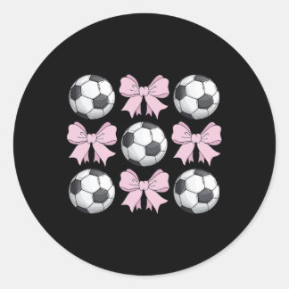 Soccer Coquette Bow Cute Soccer Graphic For Girls  Classic Round Sticker