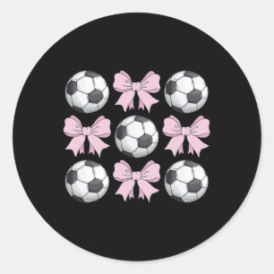 Soccer Coquette Bow Cute Soccer Graphic For Girls Classic Round Sticker