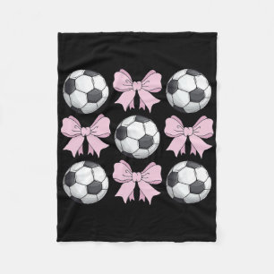 Soccer Coquette Bow Cute Soccer Graphic For Girls Fleece Blanket