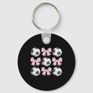 Soccer Coquette Bow Cute Soccer Graphic For Girls  Key Ring