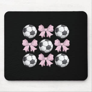 Soccer Coquette Bow Cute Soccer Graphic For Girls Mouse Pad
