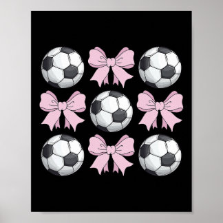 Soccer Coquette Bow Cute Soccer Graphic For Girls  Poster