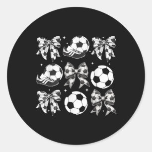 Soccer Coquette Bow Women Girls Soccer Game Day  Classic Round Sticker