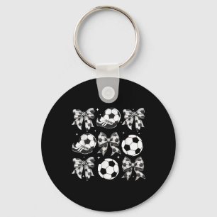 Soccer Coquette Bow Women Girls Soccer Game Day Key Ring