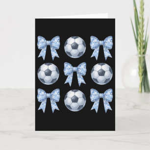 Soccer Coquette Toile Blue Bow Soccer Mum Cute Gir Card