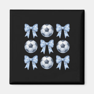 Soccer Coquette Toile Blue Bow Soccer Mum Cute Gir Magnet